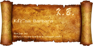 Kósa Barbara névjegykártya