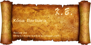 Kósa Barbara névjegykártya